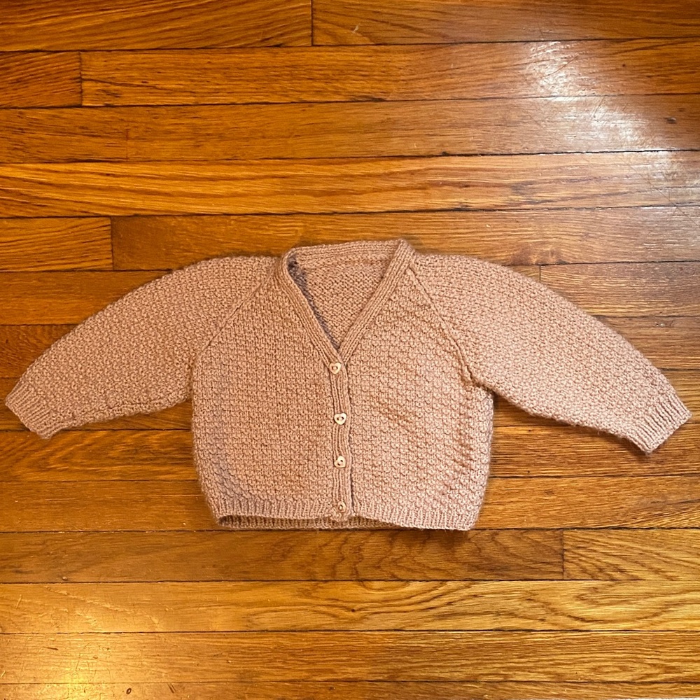 Hand-knit baby sweater - dusty rose